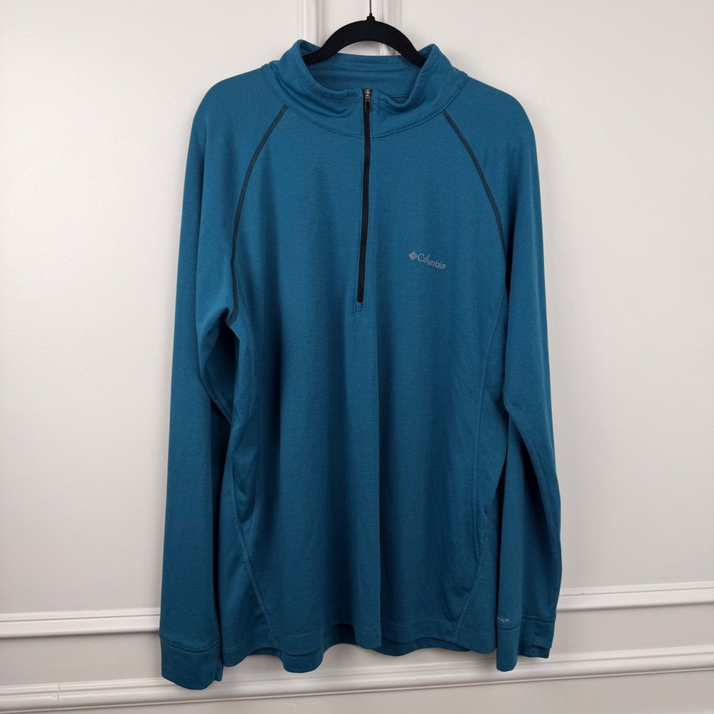 Columbia Mens XXL Omni-Wick Omni-Shade 1/4 Zip Pullover Blue Performance Top